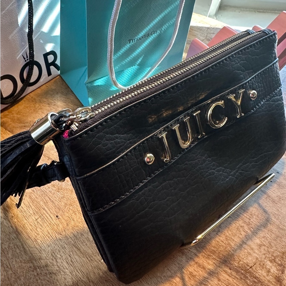 Juicy Couture Black Textured Double Clutch - Picture 2 of 15